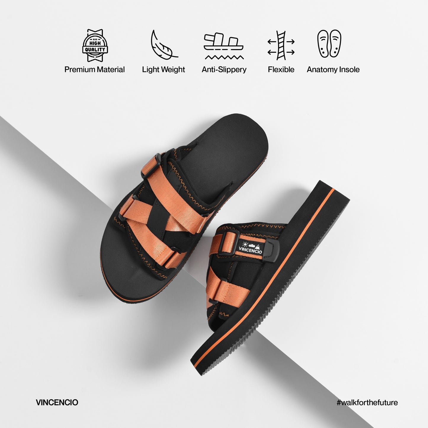 Sumitto - Black / Orange - VINCENCIO