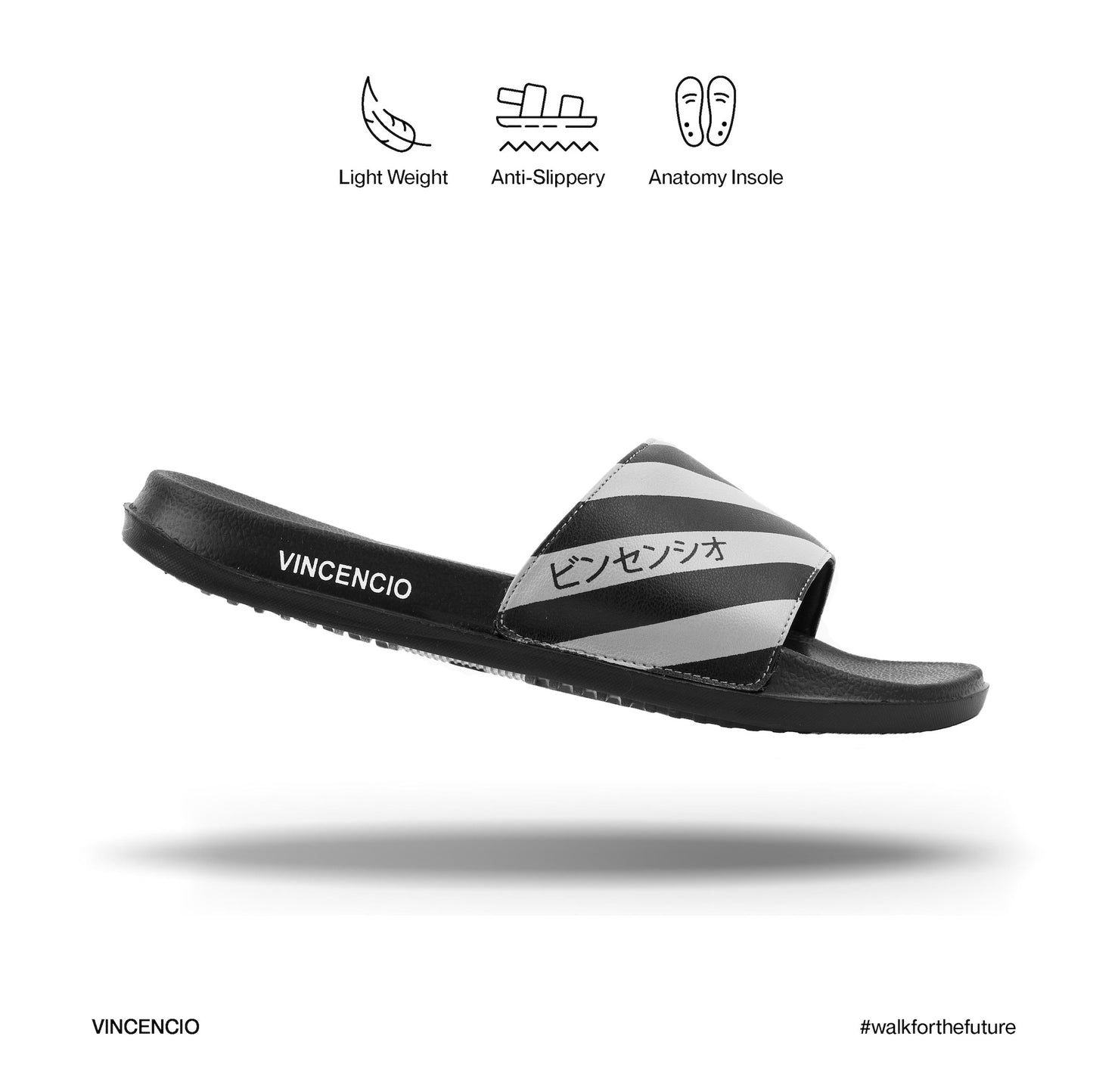 Nobuyuki Slides - Grey / Black - VINCENCIO